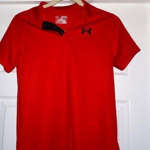 Under Armour Red Youth Medium Polo shirt EUC